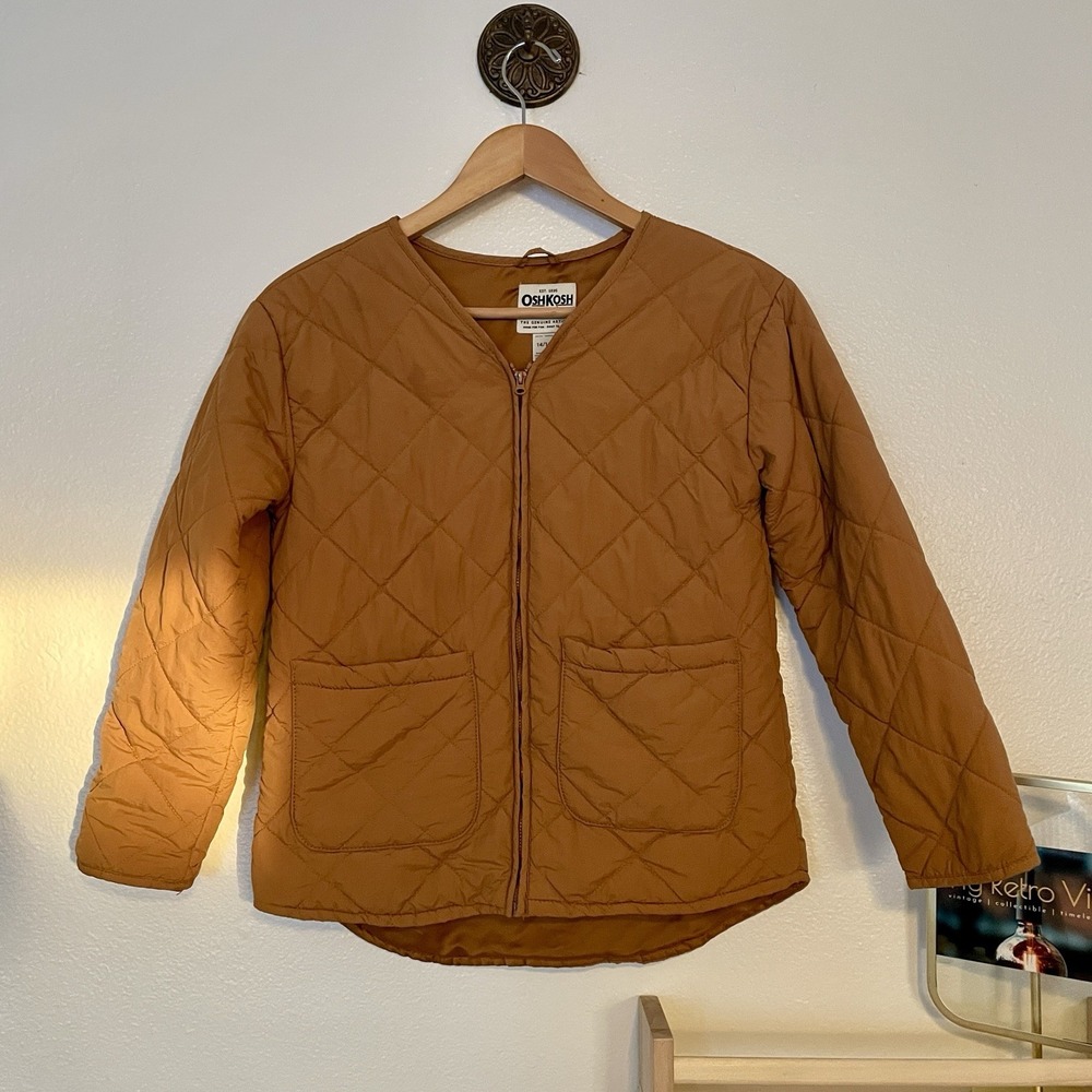 OshKosh B Gosh Girls Quilted Jacket Size 14/14A Lightweight Brown Rust Caramel